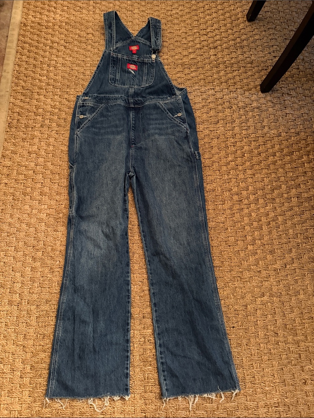 Dickies Women's Denim Overalls - Dark Blue sz small
